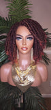 Burgundy Auburn Brown Mix Dreadlock Bob Hairstyle Lace Wig