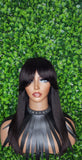 Swoop Bang Hair Wig Brazilian Virgin Remy 100% Human Hair Wig Long Bob Hairstyle Wig Feather Bang Wig