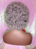 Big Afro Kinky Coil Realistic Natural Hair Afro Full Cap Wig Fluffy Jumbo Afro Hair Wig Afro Salt Pepper Gray Gray Hair Wig