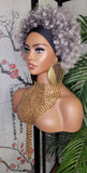 Gray Afro Kinky Salt & Pepper Hair Headband Wig Afro Curly Hair Gray Colored Short Natural Hairstyle Wig - Beauty Blessings LLC