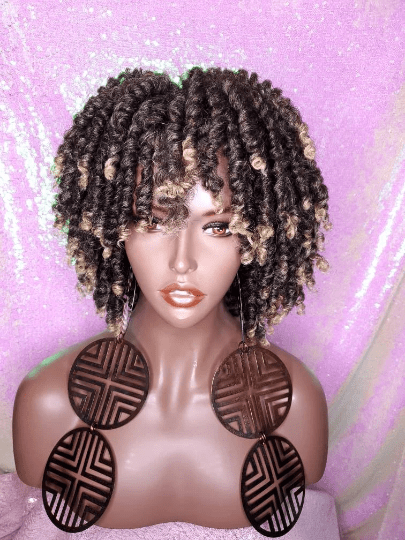WIG Large Bantu Knots Afro Coil Kinky Twist Hair Full Cap Natural Premium Fiber - Beauty Blessing Wigs & Hair Extensions Boutique