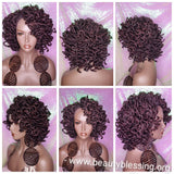 Ledisi Inspired Sister Locs Curly Premium Fiber 99J Hair Lace Front Wig Braids