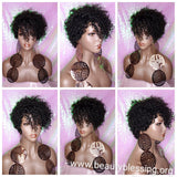 Wig Razor Pixie Cut Corkscrew Straw Curl Hair Wig Short Natural Hairstyle Wig Peruvian Remy 100% Human Hair Wig