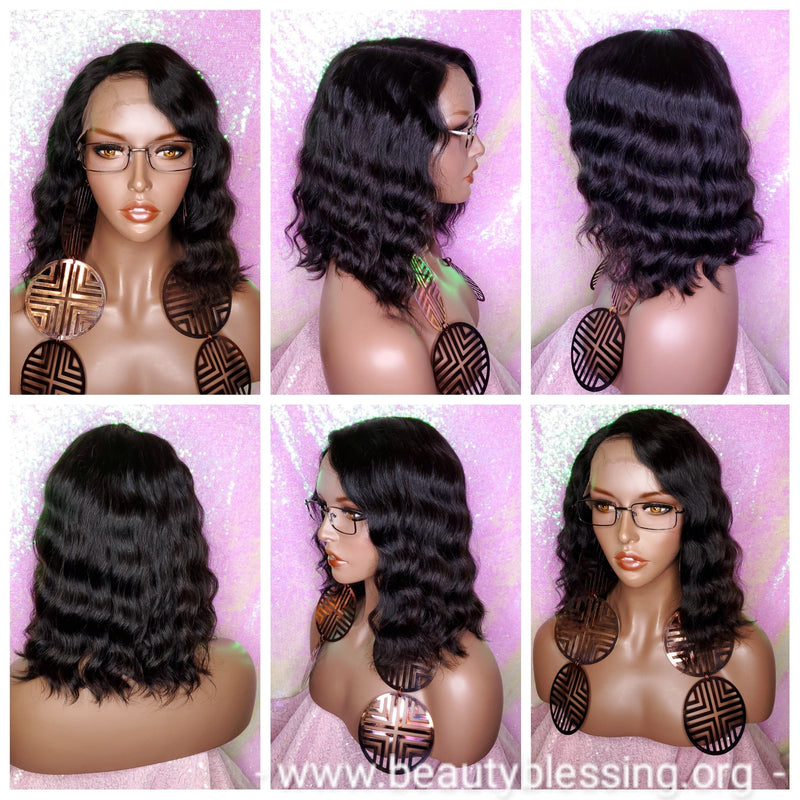 Deep Wave Bob Malaysian Remy Human Hair Lace Front Wig - Beauty Blessing Wigs & Hair Extensions Boutique
