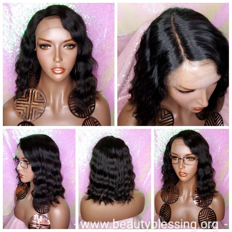 Deep Wave Bob Malaysian Remy Human Hair Lace Front Wig - Beauty Blessing Wigs & Hair Extensions Boutique
