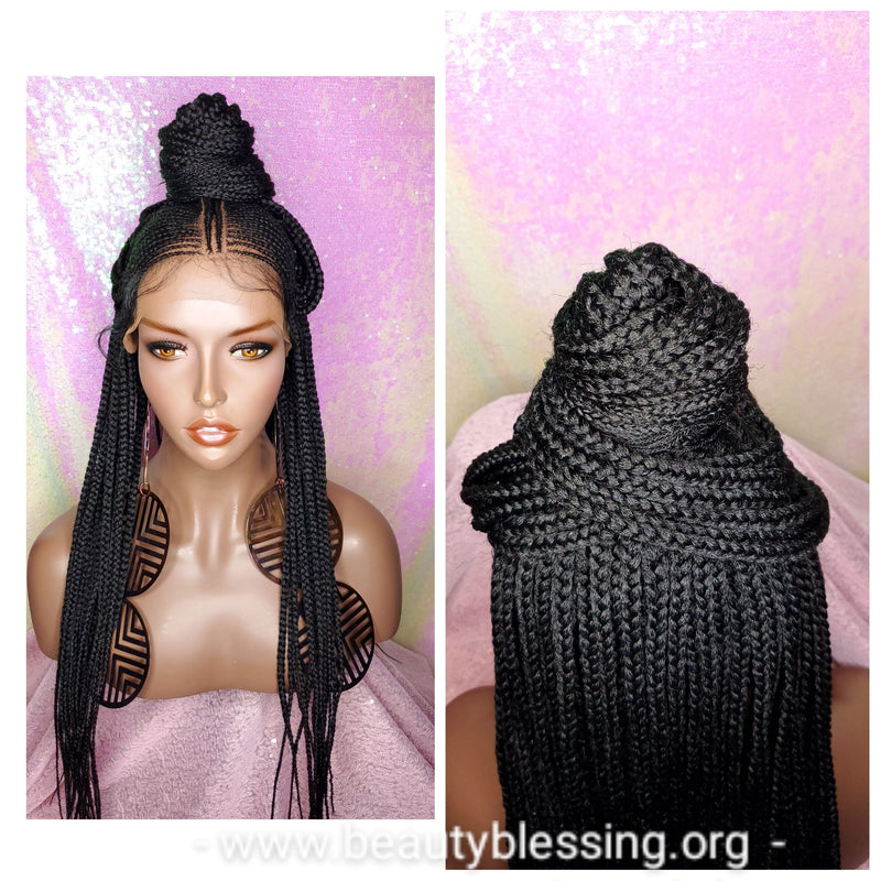 Fulani Cornrow Braided Lace Front Braided Premium Fiber Wig - Beauty Blessing Wigs & Hair Extensions Boutique