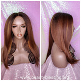 Blowout Yaki Straight Hair Lace Wig Heat Resistant Premium Fiber Lace Front Glueless Wig