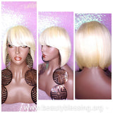 Razor Cut Short Bob 100% Human Hair Full Wap Wig Blonde Wig - Beauty Blessing Wigs & Hair Extensions Boutique