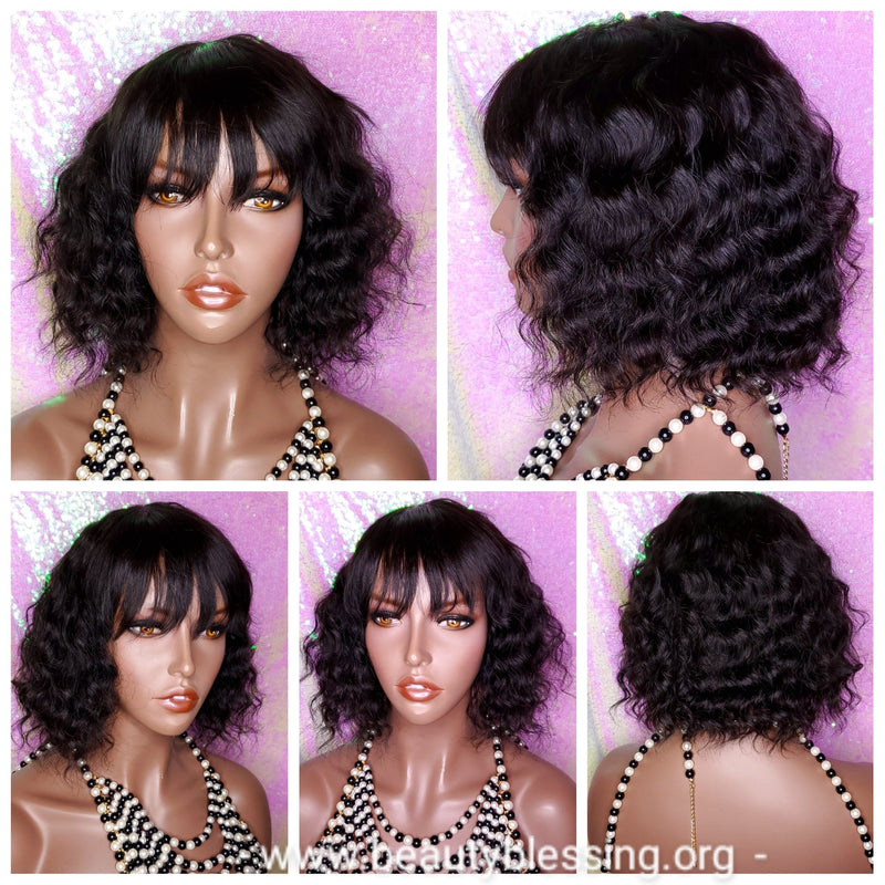 Deep Wave Natural Wave Bob Mink Brazilian Virgin Remy Human Hair Wig - Beauty Blessing Wigs & Hair Extensions Boutique