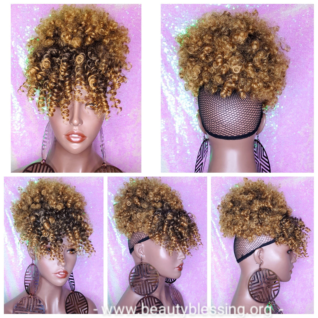 Ponytail Afro Kinky Puff Bangs Ponytails Afro Curly Hair Afro Bang Afro Puff Hair Ponytail - Beauty Blessing Wigs & Hair Extensions Boutique