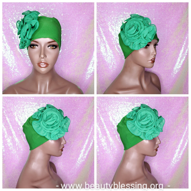 Stretchy African Turbans Bonnets Head Wraps Headband Soft Beanie Chemotherapy Hat Wraps Flower Bow Pretied Hair Wraps Scarfs - Beauty Blessing Wigs & Hair Extensions Boutique