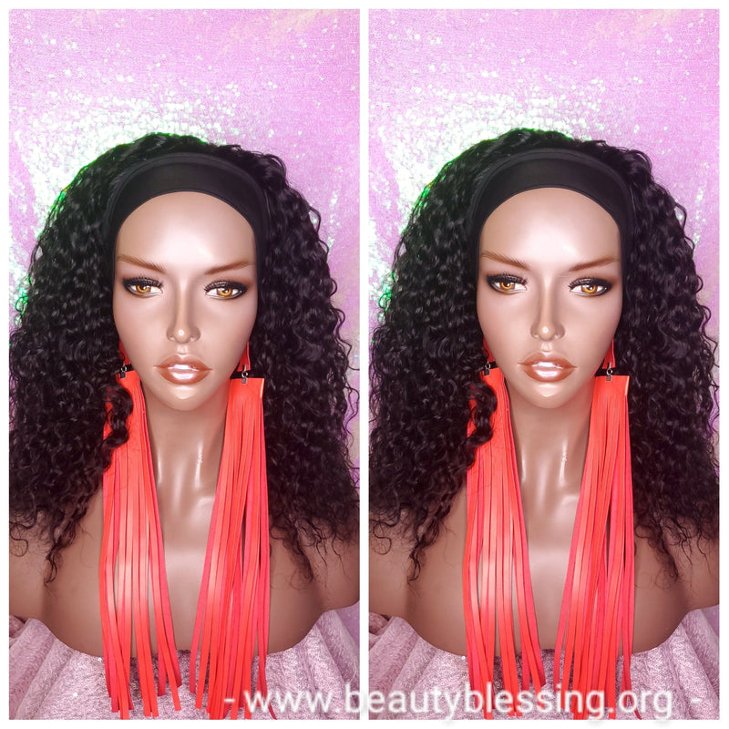 Affordable Headband Wig Water Wave Brazilian Remy 100% Human Hair Natural Hair Half Wig Hair Wrap Trendy Headband Wig - Beauty Blessing Wigs & Hair Extensions Boutique