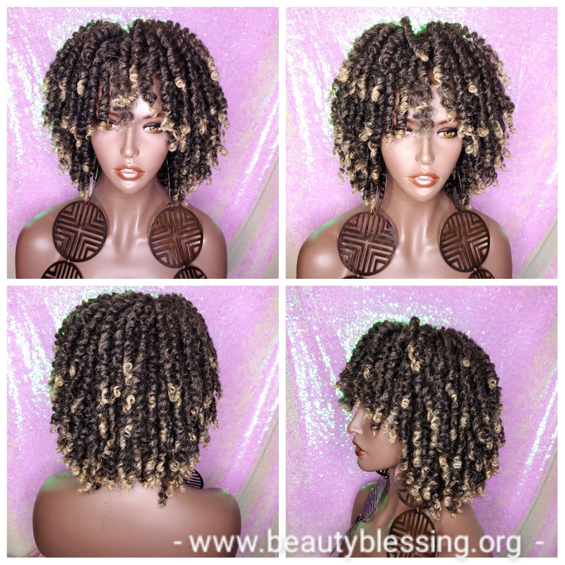 Large Afro Coil Kinky Twist Hair Brown Blonde Twist Natural Wig Bantu Knots Hairstyle  - Beauty Blessing Wigs & Hair Extensions Boutique