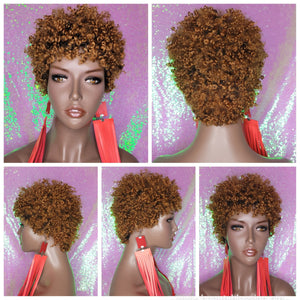Auburn Hair Virgin Remy Short Afro Coil Kinky Curl Human Hair Wig Glueless Hair Full Natural Wig - Beauty Blessing Wigs & Hair Extensions Boutique