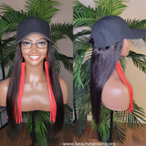 Wig Baseball Cap Brazilian Remy 100% Human Hair Straight Hair Wig Hat Black Cap Wig Soft Luxurious Hair