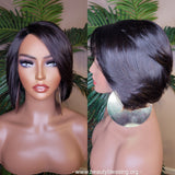 Short Bob Hairstyle 100% Human Hair Unprocessed Brazilian Remy Short Mink Hair Swoop Bang Bob Style Lace Wig - Beauty Blessing Wigs & Hair Extensions Boutique