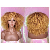 Strawberry Blonde Curly Afro Kinky Twist Hair with Bangs Wig Afro Corkscrew Hair Wig Soft Natural Coily Ombre Blonde Hair Wig