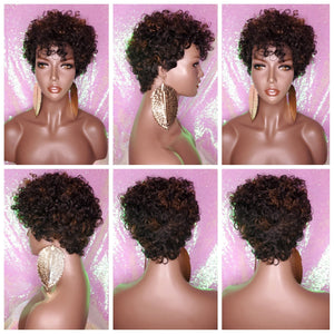 Pixie Cut Fingerwave Curl Hair Wig Short Razor Cut Curl Natural Hairstyle Wig Brazilian Remy 100% Human Hair Wig - Beauty Blessing Wigs & Hair Extensions Boutique