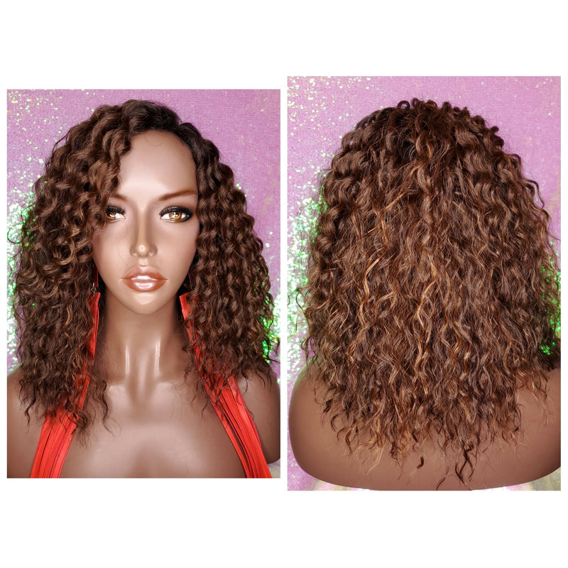 Deep Wave Lace Wig Glueless Pre Cut Lace Wig Ombre Brown Auburn Hair Wig Ripple Deep Wave Hair Wig - Beauty Blessing Wigs & Hair Extensions Boutique