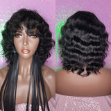 Deep Wave Brazilian Remy 100% Human Hair Natural Hair Women Wig Black Hair Wig Wavy Wigs Glueless Wig Everyday Hair - Beauty Blessing Wigs & Hair Extensions Boutique