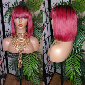 Short Bob Style Bang Brazilian Remy 100% Human Hair Wig Wig - Beauty Blessing Wigs & Hair Extensions Boutique