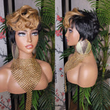 Pixie Cut Curl Wig Pixie Cut Blunt Cut Top Wig Color Curl Human Hair Wig Strawberry Blonde Hair Wig - Beauty Blessing Wigs & Hair Extensions Boutique