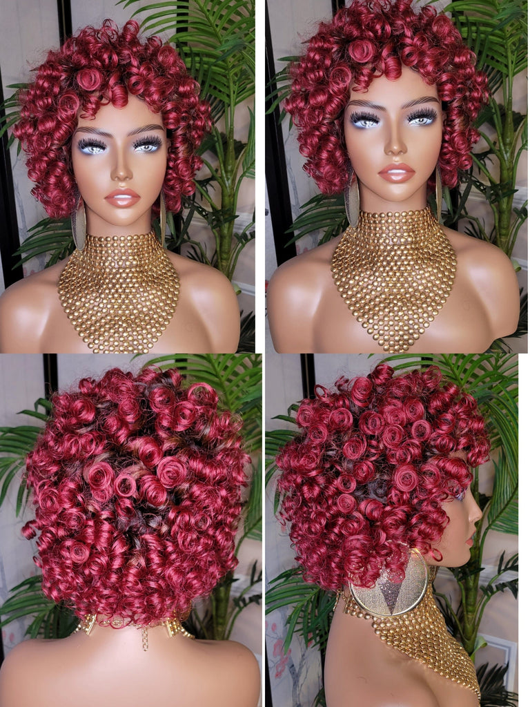 Soft Pin Curls Short Loose Curl Salt Pepper Brazilian Remy 100% Human Hair Full Wig - Beauty Blessing Wigs & Hair Extensions Boutique