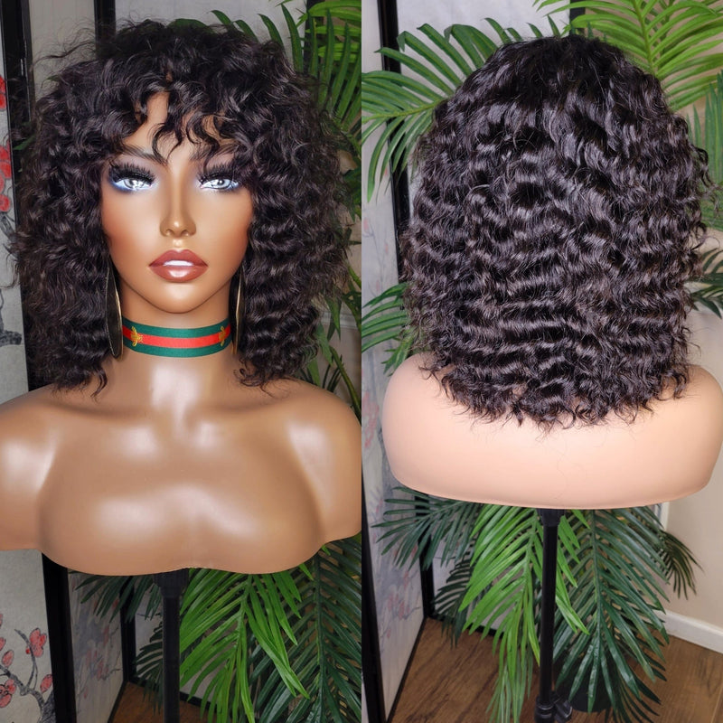 Ripple Wave Brazilian Remy 100% Human Hair Natural Wave Hair Glueless Full Cap Women Wig Black Hair Wig Wavy Wig - Beauty Blessings LLC