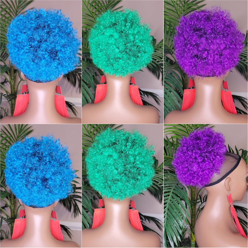 Color Afro Puff Ponytail Afro Curly Kinky Hair Piece Natural Afro Hair Drawstring Ponytail - Beauty Blessings LLC