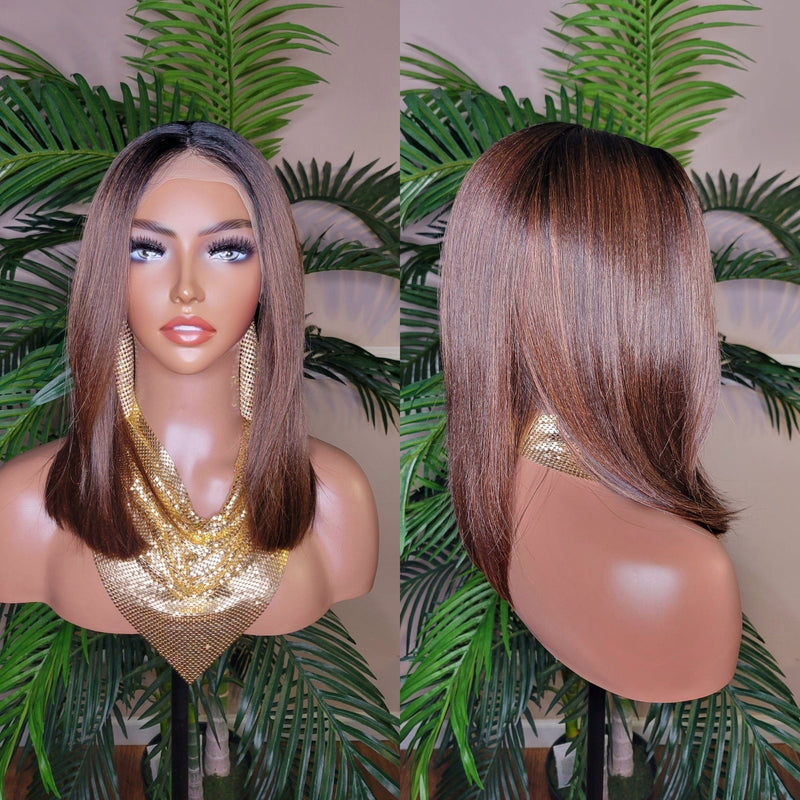 Straight Bob Hairstyle Glueless Lace Front Wig with Natural Baby Hairs HD Lace Hair Wig - Beauty Blessings LLC