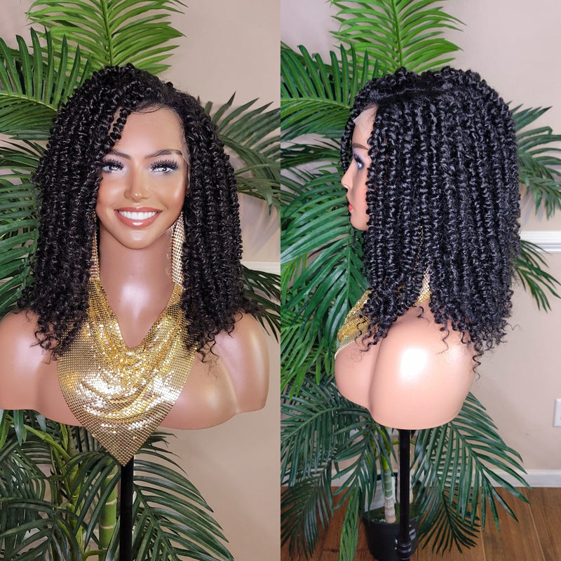 Spring Twist Kinky Twist Hairstyle Curly Glueless Lace Front Wig - Beauty Blessings LLC