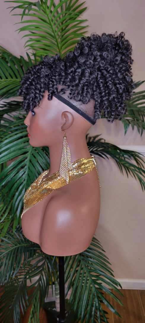 Bang Ponytail Afro Hair Bun and Bang Curly Hair Ponytail 2pc Set Hair Piece Set - Beauty Blessings LLC