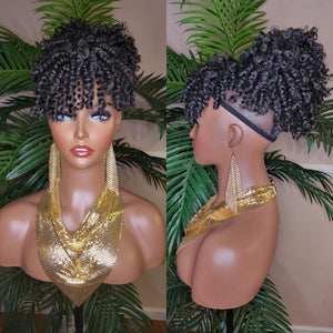 Bang Ponytail Afro Hair Bun and Bang Curly Hair Ponytail 2pc Set Hair Piece Set