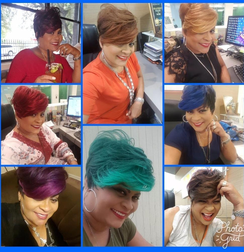 Wig Short Cut Celebrity Inspired Style Premium Quality Heat Resistant Fiber Hair Wig with Bangs and Layers - Beauty Blessing Wigs & Hair Extensions Boutique