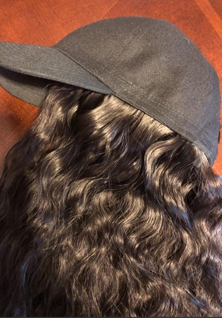 Baseball Cap Hat  Deep Wave Hair Wig
Premium Fiber Quality Hair - Beauty Blessing Wigs & Hair Extensions Boutique