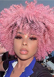 Pink Hair Wig Spiral Kinky Afro Curly Hair Premium Fiber Natural Hair Wig - Beauty Blessing Wigs & Hair Extensions Boutique