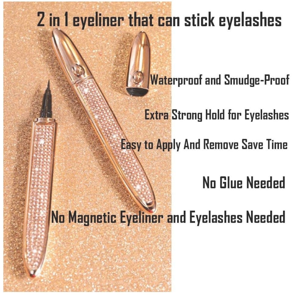 2 in1 Self Adhesive Eyelash Glue Pen Eyeliner Faux Eyelash Glue Pen - Beauty Blessing Wigs & Hair Extensions Boutique