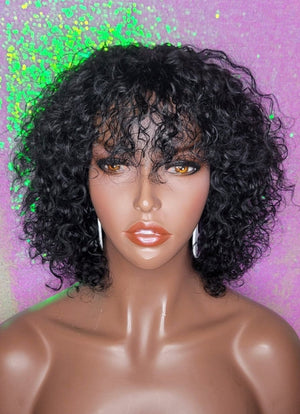 Water Wave Brazilian Remy 100% Human Hair Bob Wig Natural Hair Wig Short Bob Glueless Wig - Beauty Blessing Wigs & Hair Extensions Boutique