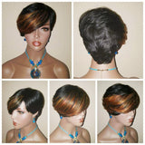Swoop Bang Pixie Cut Remy 100% Human Hair Wig Full Cap Wig - Beauty Blessing Wigs & Hair Extensions Boutique