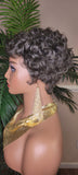 Gray Hair Wig Pixie Cut Celebrity Inspired Style Wig Pixie Salt Pepper Hair Color Curl 100% Remy Human Hair Wig - Beauty Blessings LLC