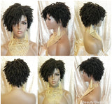 Afrocentric Short Kinky Curl Coil Twist Dread Locks Natural Style Full Cap Wig with Bangs - Beauty Blessing Wigs & Hair Extensions Boutique