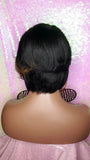 Short Bob Remy Human Hair Bob Style Wig Auburn Streak Bangs - Beauty Blessing Wigs & Hair Extensions Boutique