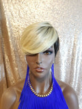 Pixie Cut Layered Bang Ombre Blonde Premium Fiber Wig - Beauty Blessing Wigs & Hair Extensions Boutique