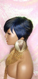 WIG Pixie Short Cut Layered Bang Style Hair Wig Fashion Blue Hair Wig - Beauty Blessing Wigs & Hair Extensions Boutique