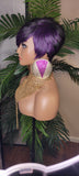 Purple Hair Wig Pixie Cut Hairstyle Wig Pixie Cut Wig with Swoop Bangs Purple Hair Wig - Beauty Blessings LLC