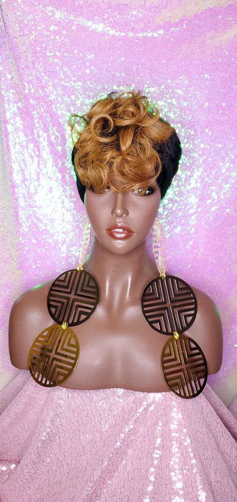 Pixie Cut Curl Wig Pixie Cut Blunt Cut Top Wig Color Curl  Human Hair Wig Strawberry Blonde Hair Wig - Beauty Blessing Wigs & Hair Extensions Boutique