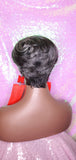 Salt Pepper Gray Hair Wig Swoop Bang Pixie Cut Indian Remy Human Hair Wig Colored Gray Hair Wig - Beauty Blessing Wigs & Hair Extensions Boutique