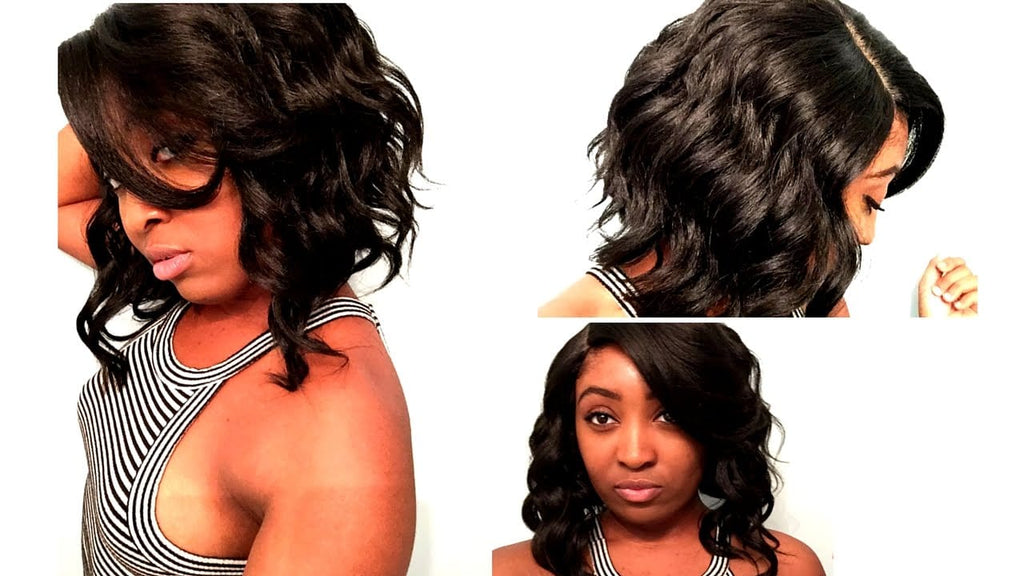 Celebrity Inspired Messy Bob Style Human Hair Blend Pre-Cut Lace Wig - Beauty Blessing Wigs & Hair Extensions Boutique