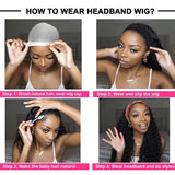 Headband Wigs Water Wave  Human Hair Wigs Mink Brazilian Remy Human Hair Glueless - Beauty Blessing Wigs & Hair Extensions Boutique