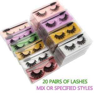 Wholesale Eyelashes 20/30/40/150pcs 3D Natural Lashes Natural Makeup False Lashes Fluffy Wispy Eyelashes Set with Lash Brushes - Beauty Blessing Wigs & Hair Extensions Boutique